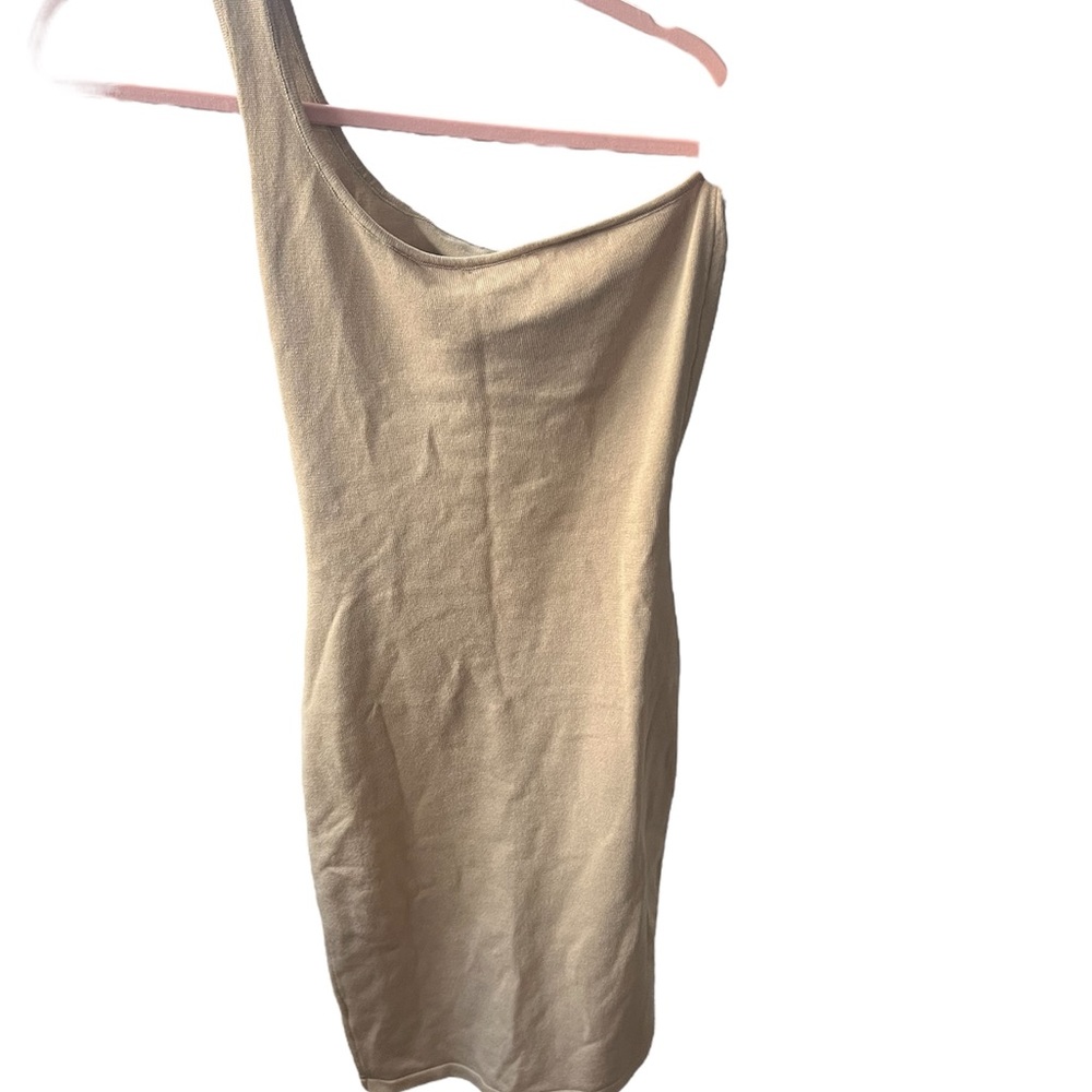 Hera Collection Tan One-Shoulder Dress